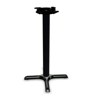 Glownary Black Column Table Base, Cast Iron and Steel, Powder-Coated, Cross Style, 10-Inch Top Plate, Non-Slip Glides, for Indoor Use (22" x 22", Counter Height)