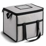 Insulated Nylon Cooler Bag, Green, 40-Can Capacity, Zipper Closure, ID Window, Collapsible, for Catering and Delivery, 15.5x13x14 Inch (Gray, Medium)