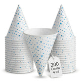 Glownary Paper Cone Cups 4 oz, 200 Count, White