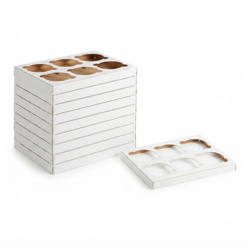 Glownary Reversible Cupcake Insert for 9x7 in Box, 6 Compartments - 10/Pack