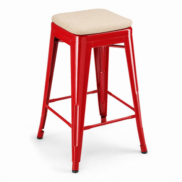 Glownary Alloy Ruby Red Backless Counter Height Stool with Cushion