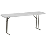 Flash Furniture 6 ft Plastic Folding Table, Granite White, 10-Pack