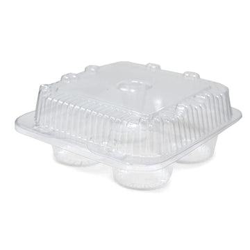 ZCYINGQ LBH6404-4 Compartment Clear Hinged Cupcake/Muffin Container | 250 per Case c