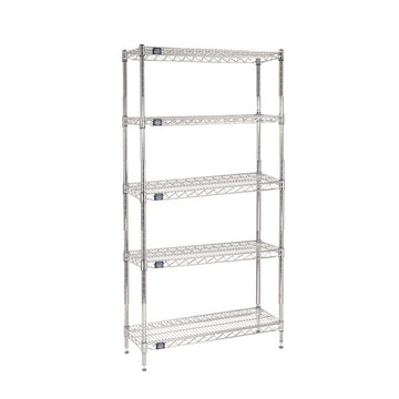 Nexel Adjustable Wire Shelving Unit, 5 Tier, Commercial Dry Storage Rack,