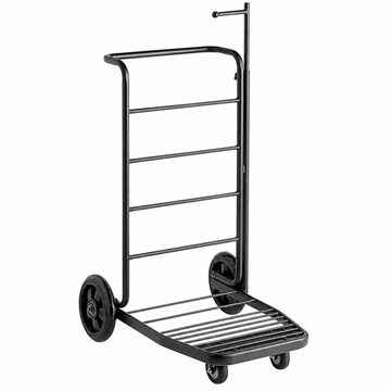Black Luggage Cart with Adjustable Garment Rail, 16 Gauge Stainless Steel, 37 1/2" x 23 1/2" x 73" - main