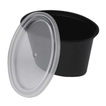 New Spring Patio E504b Ellipso Portion Cup Plas Combo W/Lid Black 4-Oz