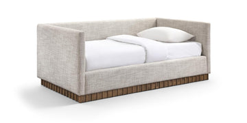 Meridian Furniture TevaBeige-T Teva Collection Modern | Contemporary Twin Daybed with Soft Interwoven Fabric, Finished Wood Base, 45.75" W x 83.25" D x 33.75" H, Beige
