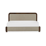 Bower Queen Bed, Linen Upholstery, Solid Acacia Frame, Brown