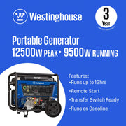 Westinghouse Outdoor 09501 Portable Generator, 26 1/8" x 27 1/4", 120/240V - photo 2
