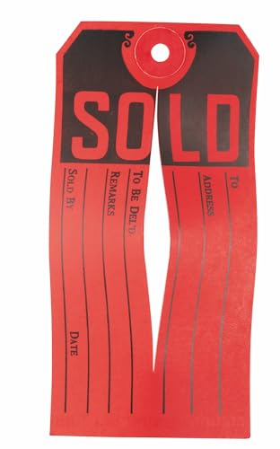 Avery® 15161 Sold Tags, Paper, 4 3/4 x 2 3/8, Red/Black (Box of 500)