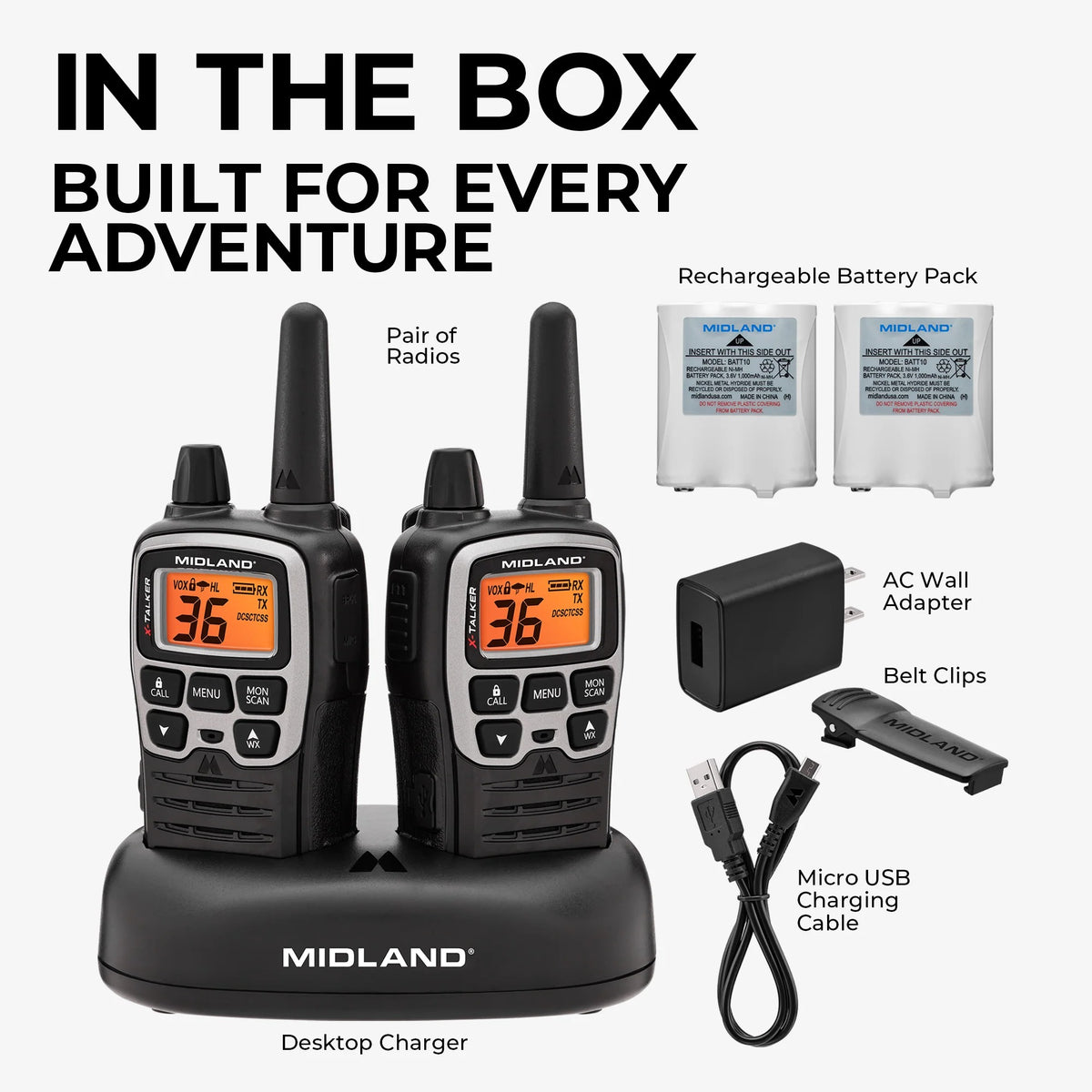 Midland Radio T71VP3 Radio Bundle, 2 5/8" Wide, Black - photo 3