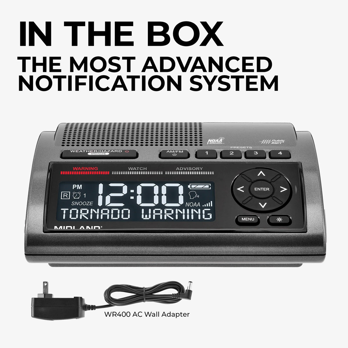 Midland Radio WR400 Weather Alert Radio, 5 1/2" x 7", 100-240V - photo 3