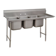 Advance Tabco 9-3-54 Stainless Steel 3 Compartment Sink, 27" x 83" - Right