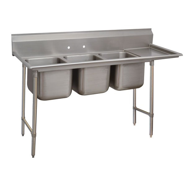 Advance Tabco 9-3-54 Stainless Steel 3 Compartment Sink, 27" x 83" - Right