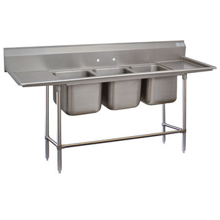 Advance Tabco 94-3-54-18RL Stainless Steel 3 Compartment Sink, 27" x 91" - Default Title