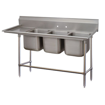 Advance Tabco 94-3-54 Stainless Steel 3 Compartment Sink, 27" x 95" - Left