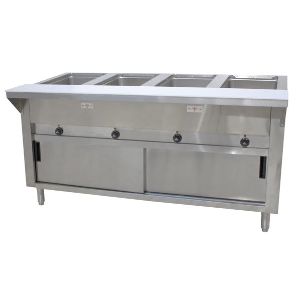 Advance Tabco HF-4E-120 Stainless Steel Steam Table, 62 7/16" Wide, 120V - Hot Food Enclosed Base Sliding Doors
