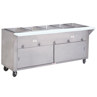 Advance Tabco HF-5E-240 Stainless Steel Steam Table, 77 3/4" Wide, 208/240V - Hot Food Enclosed Base Sliding Doors