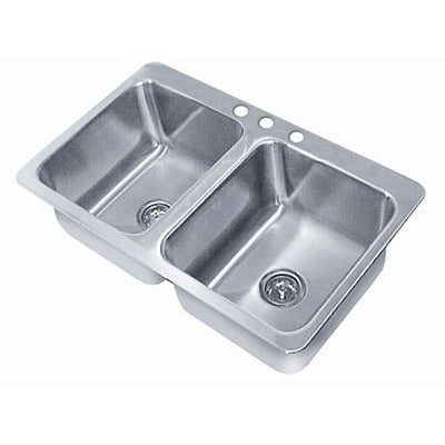 Advance Tabco SS-2-3321-12 Stainless Steel Drop-In Sink, 21" x 33 1/2", Silver - Default Title