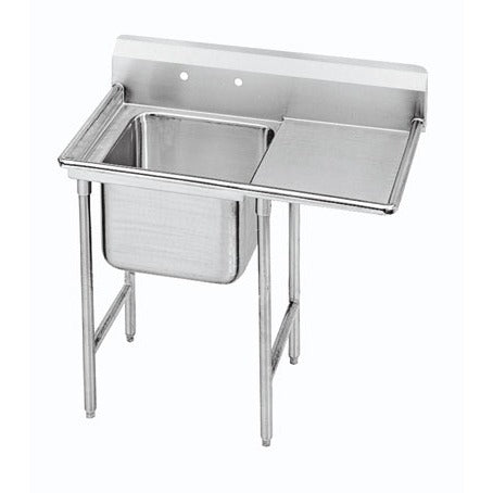 Advance Tabco T9-1-24 Stainless Steel 1 Compartment Sink, 27" Wide - T9-1-24-18R 43" 18" Right Drainboard