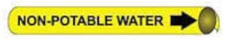 Pipe Marker - Precoiled and Strap-on - Non-Potable Water, Yellow, For Pipe 4-5/8" - 5-7/8",12"W