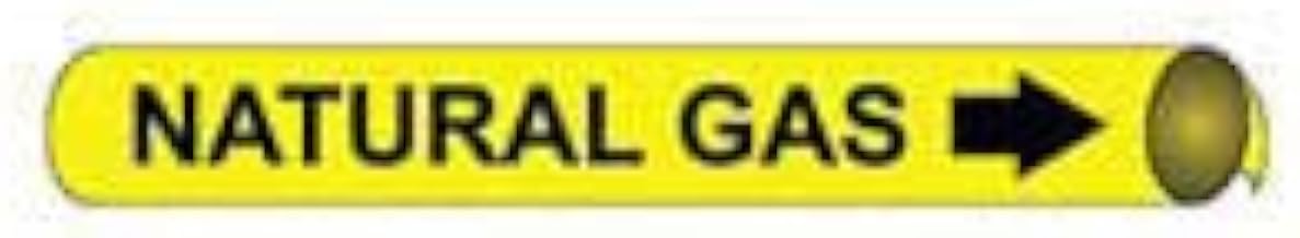 Pipe Marker - Precoiled and Strap-on - Natural Gas, Yellow, For Pipe 2-1/2" - 3-1/4",12"W