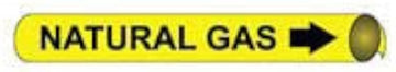 Pipe Marker - Precoiled and Strap-on - Natural Gas, Yellow, For Pipe 2-1/2" - 3-1/4",12"W