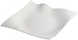 Winco WDP010-102, 10-Inch Ardesia Falette Porcelain Square Platters, Serving Salad Bowl, Dinner Plates, Bright White, 12-Piece/CS