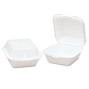Genpak Snap-It Foam Hinged Sandwich Container, 5-4/5x5-2/3x3-1/8, White, 125/Bag