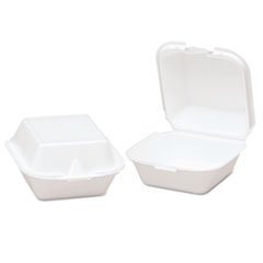 Genpak Snap-It Foam Hinged Sandwich Container, 5-4/5x5-2/3x3-1/8, White, 125/Bag