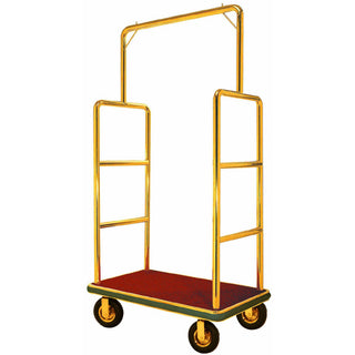 Aarco Stainless Steel Brass Luggage Cart, 26" x 43 5/8", Red - Brass