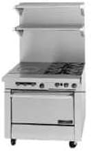 Garland M54T Master Series Heavy Duty 34" Gas Range with (2) 35,000 BTU Open Burners, (1) 17" Front Fired Hot Top & Modular