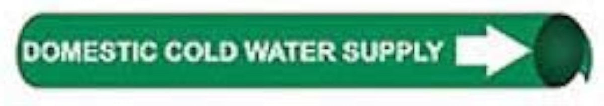 Pipe Marker - Precoiled and Strap-on - Domestic Cold Water Supply, GRN, For Pipe 4-5/8-5-7/8",12"W