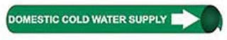 Pipe Marker - Precoiled and Strap-on - Domestic Cold Water Supply, GRN, For Pipe 4-5/8-5-7/8",12"W
