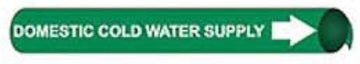 Pipe Marker - Precoiled and Strap-on - Domestic Cold Water Supply, GRN, For Pipe 4-5/8-5-7/8",12"W