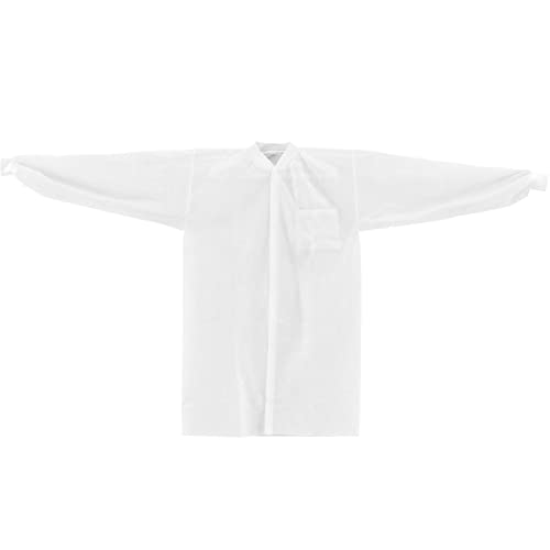 Disposable Polypropylene Lab Coat Knit Wrist Collar Snap Closure XL 25/Case by Global Industrial – X-Large, Polypropylene, White, Model KC-PP-40G-LC-K-XL
