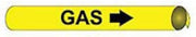 Pipe Marker - Precoiled and Strap-on - Gas, Yellow, For Pipe 3/4" - 1",8"W