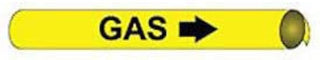 Pipe Marker - Precoiled and Strap-on - Gas, Yellow, For Pipe 3/4" - 1",8"W