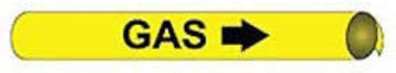 Pipe Marker - Precoiled and Strap-on - Gas, Yellow, For Pipe 3/4" - 1",8"W