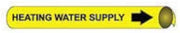 Pipe Marker - Precoiled and Strap-on - Heating Water Supply, Yellow, For Pipe 3-3/8" - 4-1/2",12"W