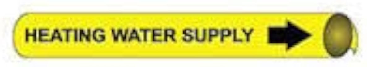 Pipe Marker - Precoiled and Strap-on - Heating Water Supply, Yellow, For Pipe 3-3/8" - 4-1/2",12"W