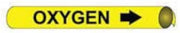 Pipe Marker - Precoiled and Strap-on - Oxygen, Yellow, For Pipe 4-5/8" - 5-7/8",12"W