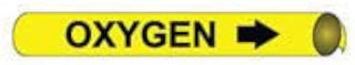 Pipe Marker - Precoiled and Strap-on - Oxygen, Yellow, For Pipe 4-5/8" - 5-7/8",12"W