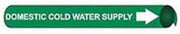 Pipe Marker - Precoiled and Strap-on - Domestic Cold Water Supply, GRN, For Pipe 1-1/8" - 2-3/8",8"W