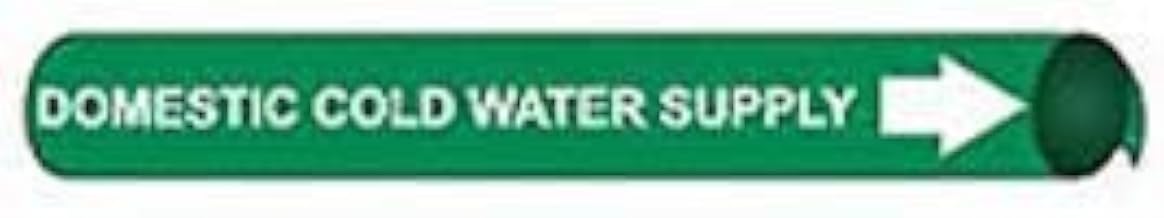 Pipe Marker - Precoiled and Strap-on - Domestic Cold Water Supply, GRN, For Pipe 1-1/8" - 2-3/8",8"W