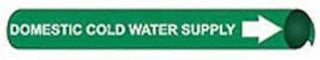 Pipe Marker - Precoiled and Strap-on - Domestic Cold Water Supply, GRN, For Pipe 1-1/8" - 2-3/8",8"W
