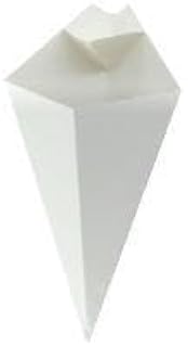 PacknWood White Paper Cone with Built-in Sauce Cup - 7.6 in.