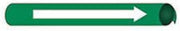 Pipe Marker - Precoiled and Strap-on - Direction Arrow, Green, For Pipe 3-3/8" - 4-1/2",12"W