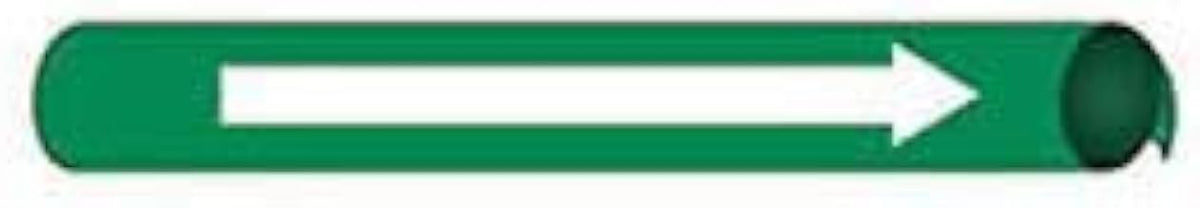 Pipe Marker - Precoiled and Strap-on - Direction Arrow, Green, For Pipe 3-3/8" - 4-1/2",12"W