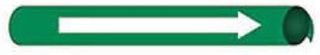 Pipe Marker - Precoiled and Strap-on - Direction Arrow, Green, For Pipe 3-3/8" - 4-1/2",12"W